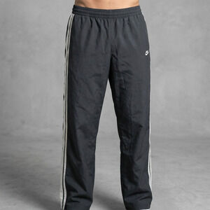 Nike Women's Track Pants Black White Side Stripe Windbreaker Pockets Size M